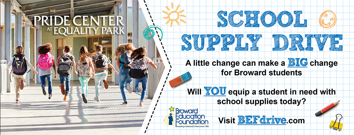 Pride Center School Supply Drive Banner